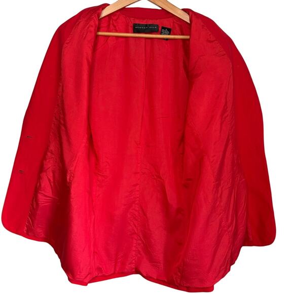 August Silk Red 100% Silk Blazer Women’s 8 Shoulder Pads Vintage Classic - Picture 4 of 8